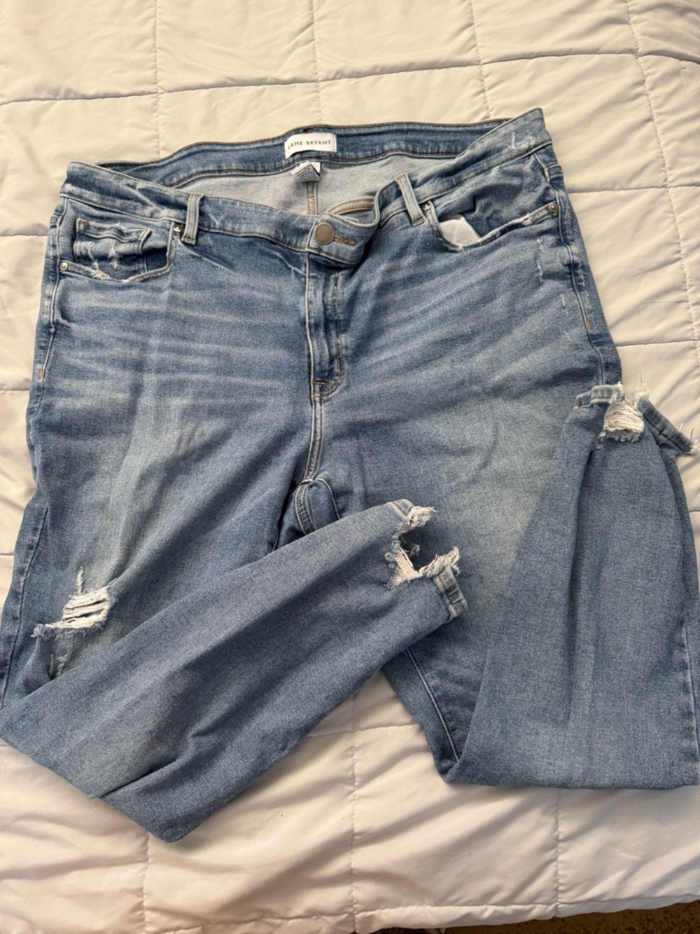 Lane Bryant Light Blue Ripped Skinny Jeans